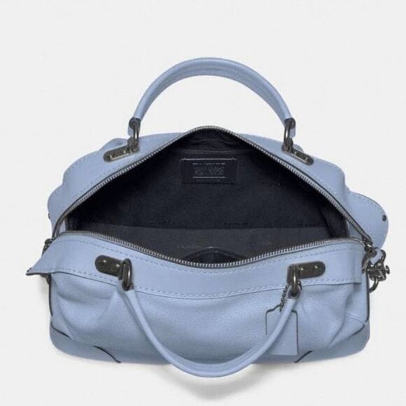 Coach PEBBLE LEATHER LANE SATCHEL Mist light lavender blue new!! - Picture 4 of 10